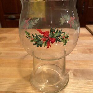 Pfaltzgraff Christmas Heritage Clear Glass Holiday Vase Candleholder Candy Jar
